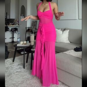 Pink Halter Maxi Dress